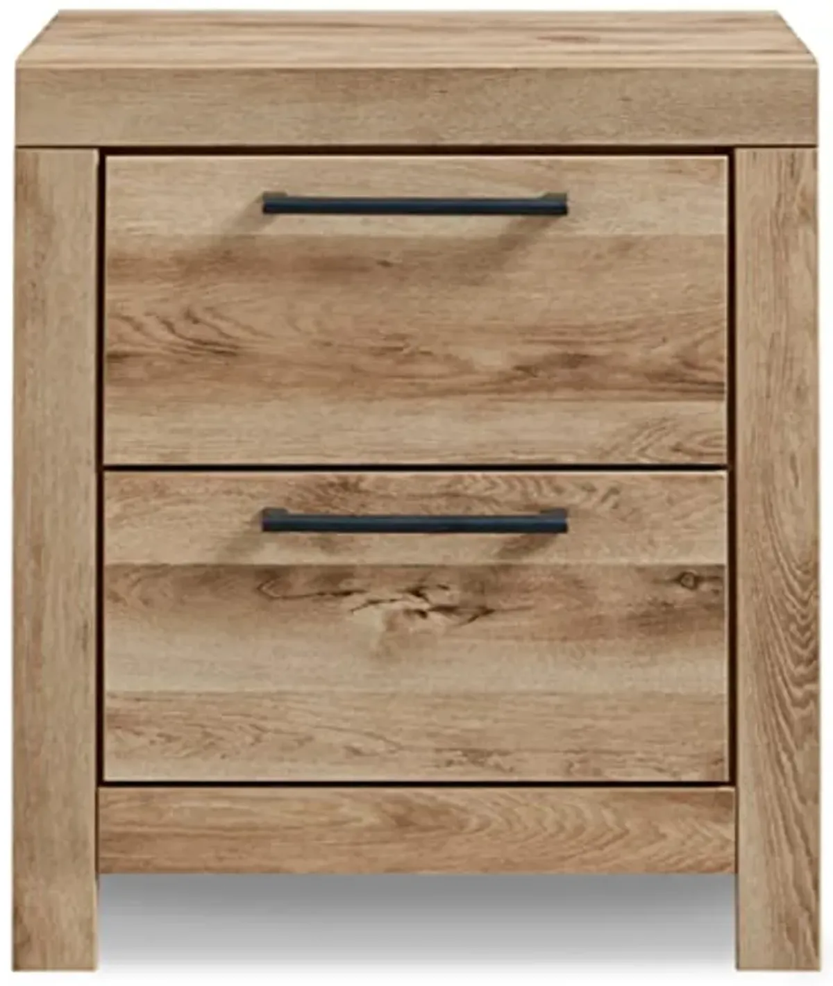 Signature Design by Ashley Hyanna Rustic 2 Drawer Nightstand with 2 USB Charging Ports, 24.37" Tall, Light Brown