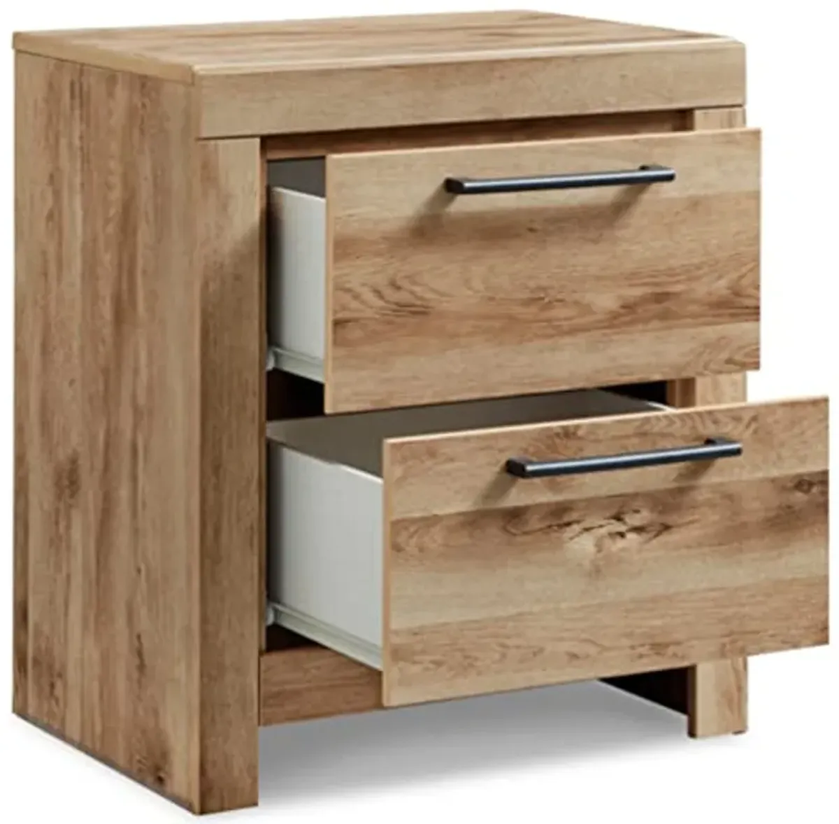 Signature Design by Ashley Hyanna Rustic 2 Drawer Nightstand with 2 USB Charging Ports, 24.37" Tall, Light Brown