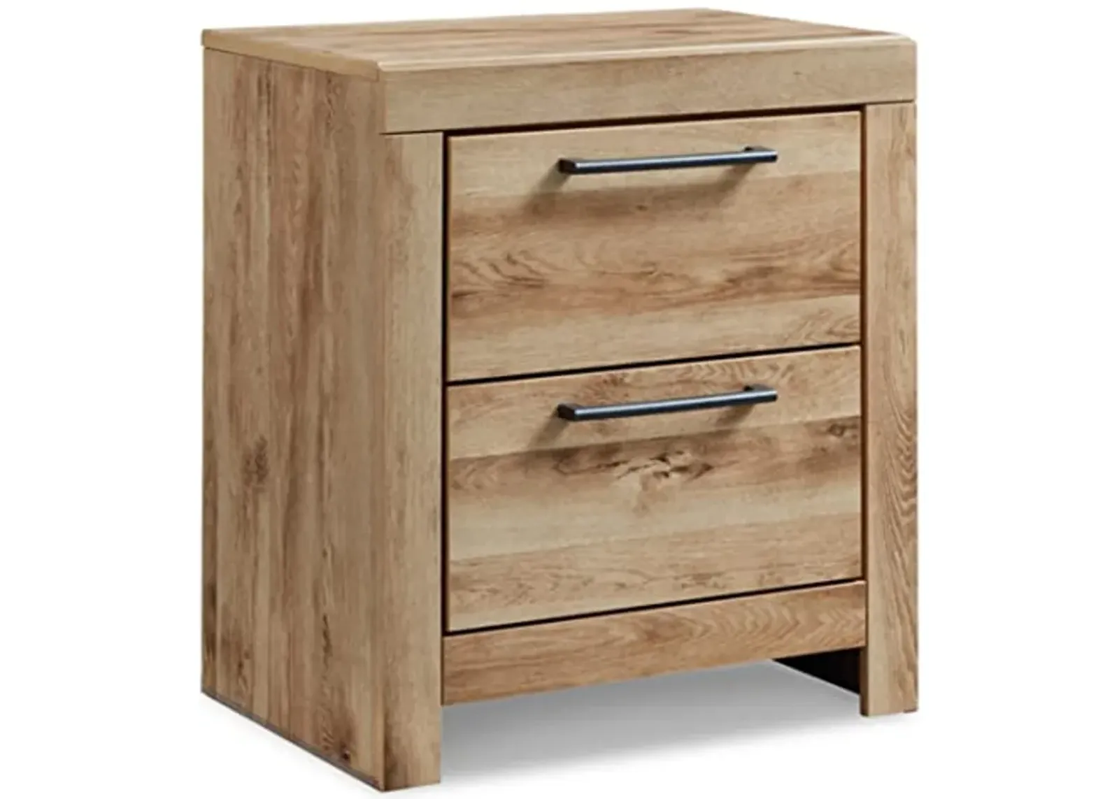 Signature Design by Ashley Hyanna Rustic 2 Drawer Nightstand with 2 USB Charging Ports, 24.37" Tall, Light Brown