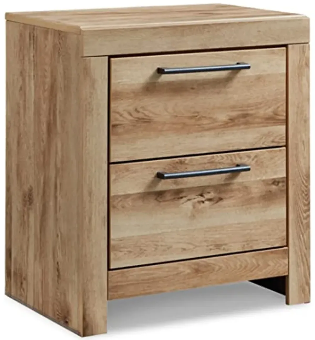 Signature Design by Ashley Hyanna Rustic 2 Drawer Nightstand with 2 USB Charging Ports, 24.37" Tall, Light Brown