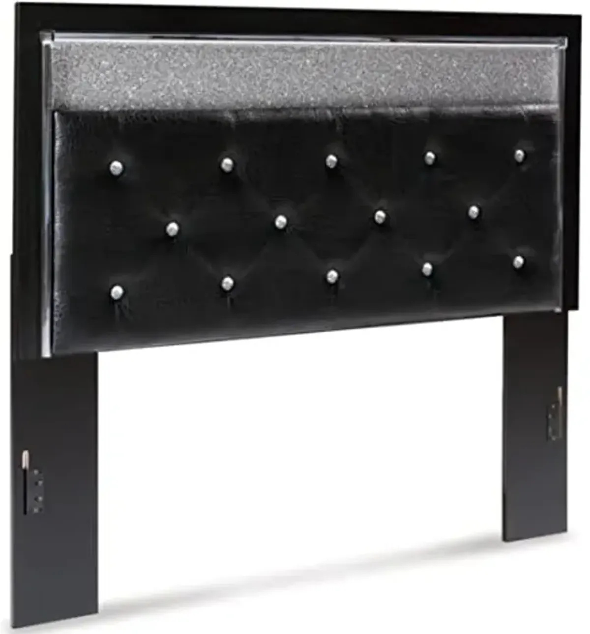 Signature Design by Ashley Kaydell Glam Tufted Upholstered Panel Headboard with LED lighting and Remote Control ONLY, Queen, Black & Chrome