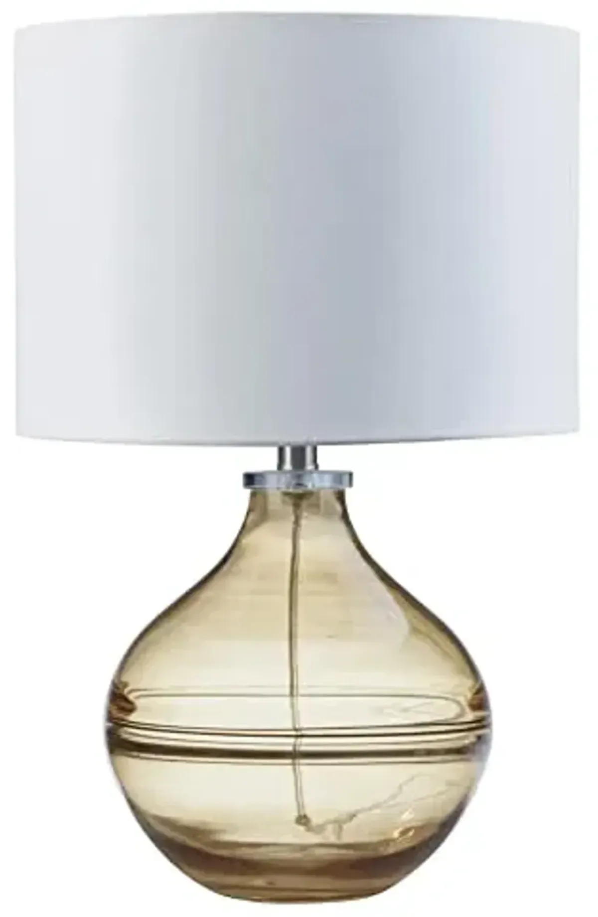 Signature Design by Ashley Lemmitt Modern 21.5" Transparent Amber Glass Table Lamp, Light Brown