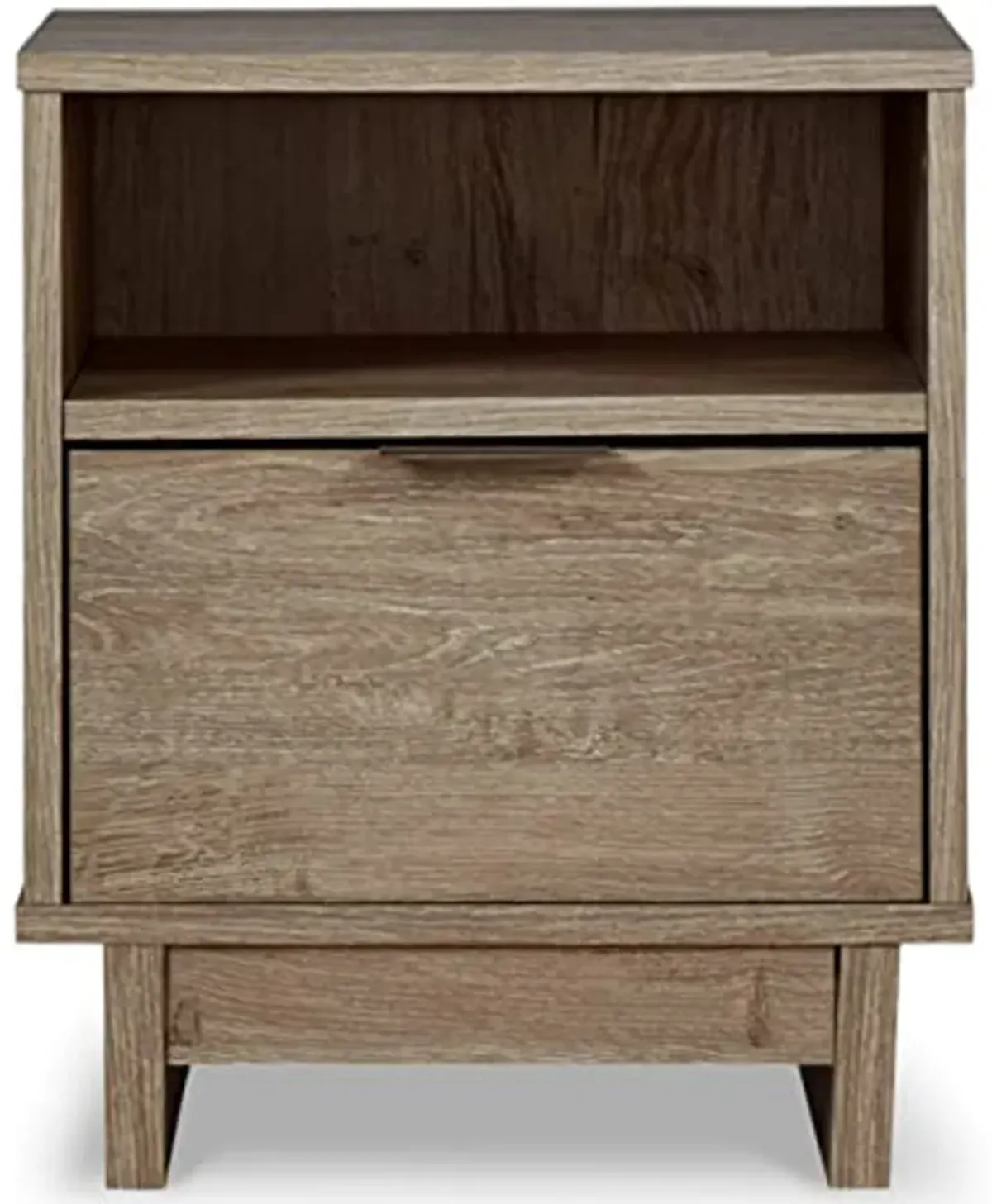 Signature Design by Ashley Oliah Rustic 1 Drawer Night Stand with an Open Cubby, Light Brown