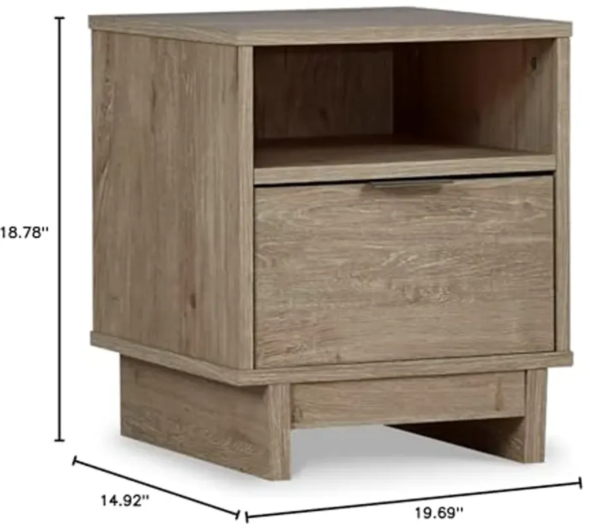 Signature Design by Ashley Oliah Rustic 1 Drawer Night Stand with an Open Cubby, Light Brown