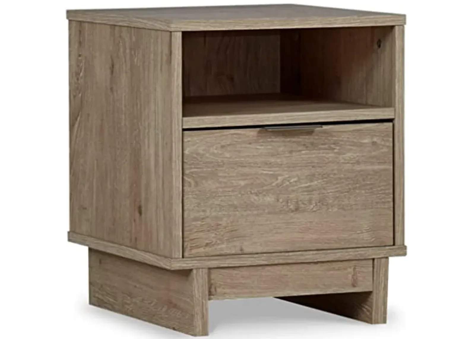 Signature Design by Ashley Oliah Rustic 1 Drawer Night Stand with an Open Cubby, Light Brown