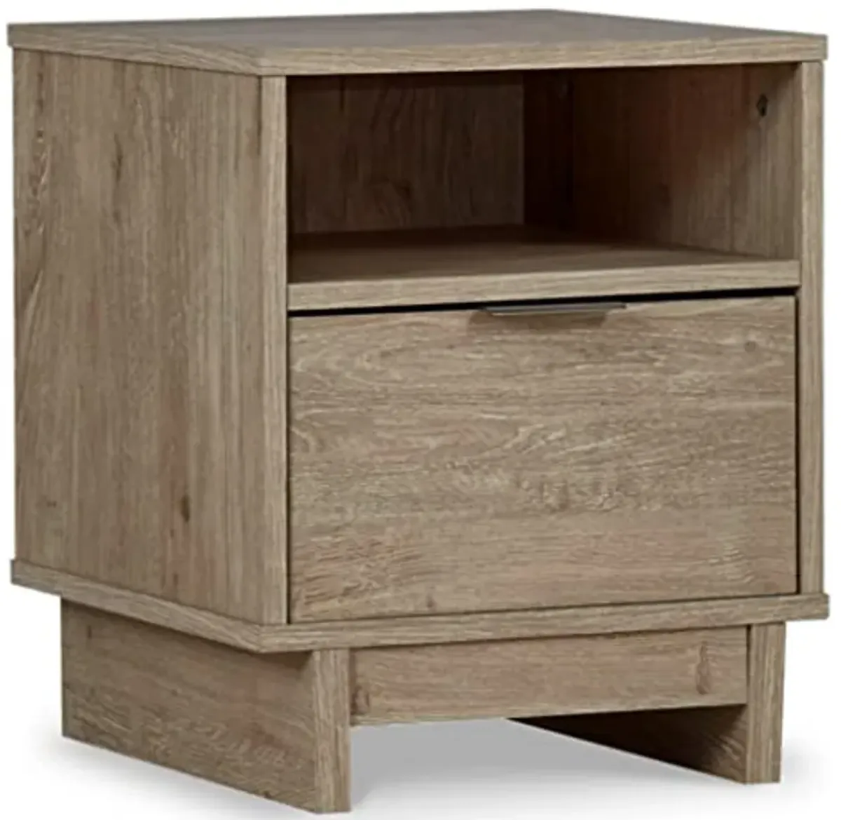 Signature Design by Ashley Oliah Rustic 1 Drawer Night Stand with an Open Cubby, Light Brown