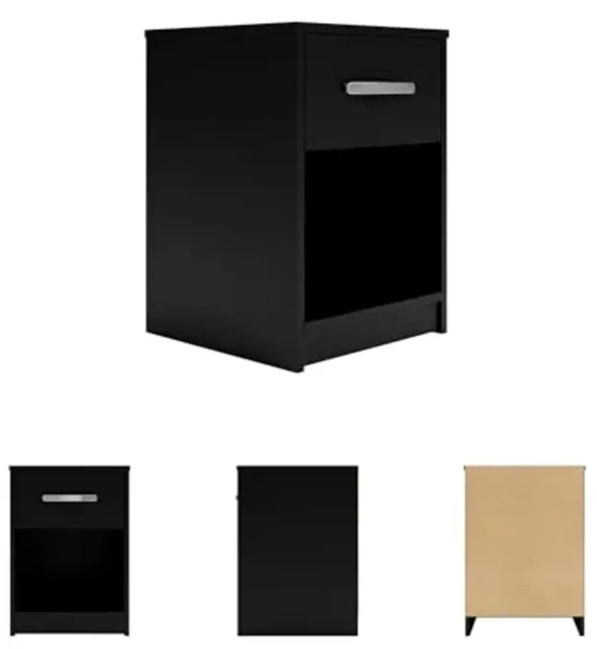 Signature Design by Ashley Finch Modern 1 Drawer Night Stand with Open Cubby, Black
