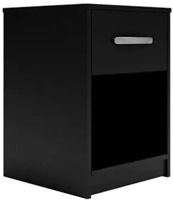 Signature Design by Ashley Finch Modern 1 Drawer Night Stand with Open Cubby, Black