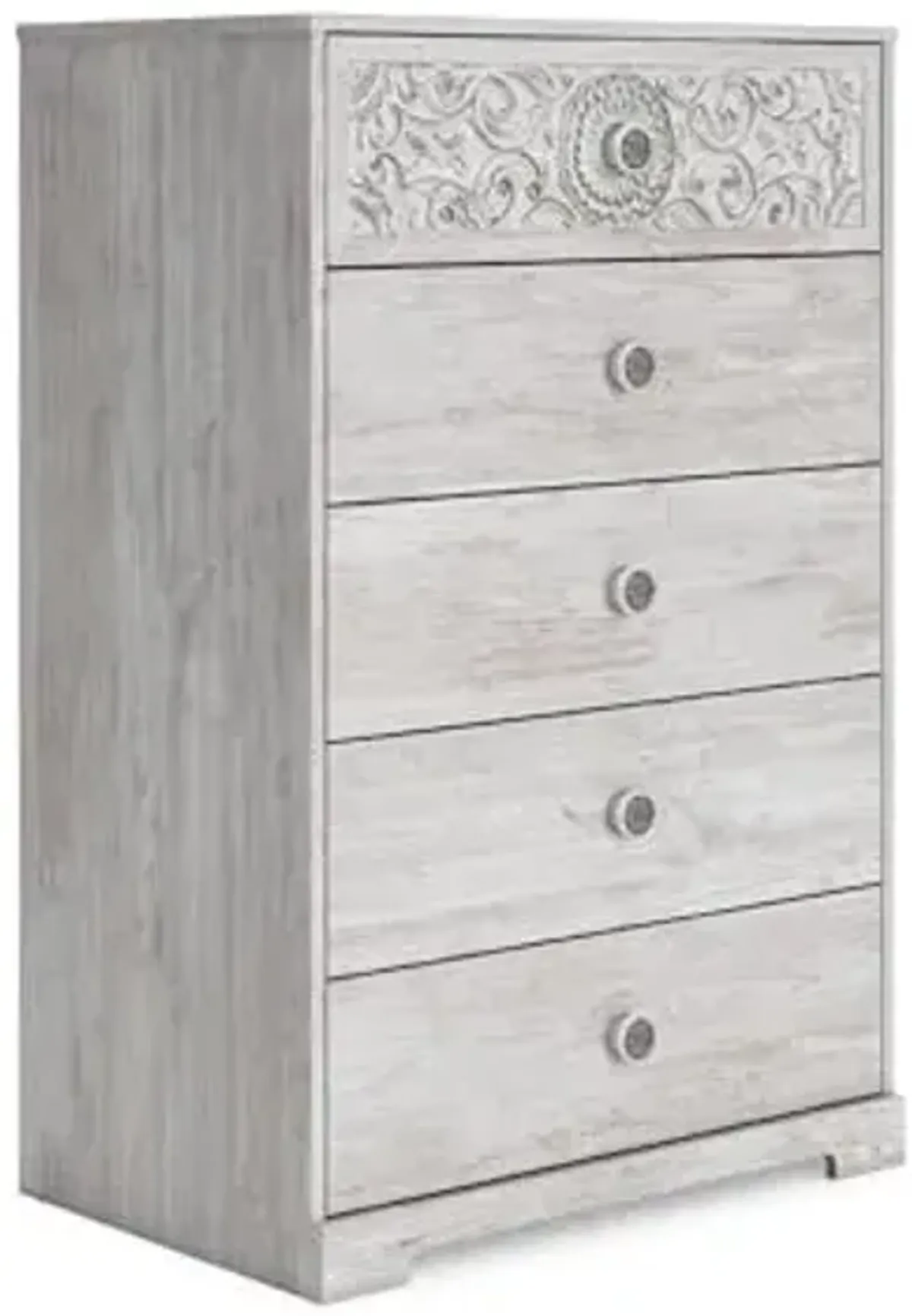 Signature Design by Ashley Paxberry Boho 5 Drawer Chest of Drawers, Whitewash