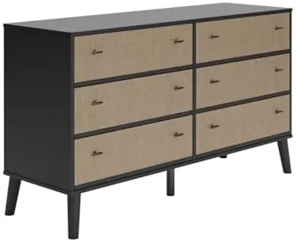 Signature Design by Ashley Charlang Modern Two-Toned 6 Drawer Dresser, Black & Light Brown