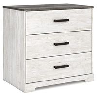 Signature Design by Ashley Shawburn Rustic 3 Drawer Chest of Drawers, White & Gray