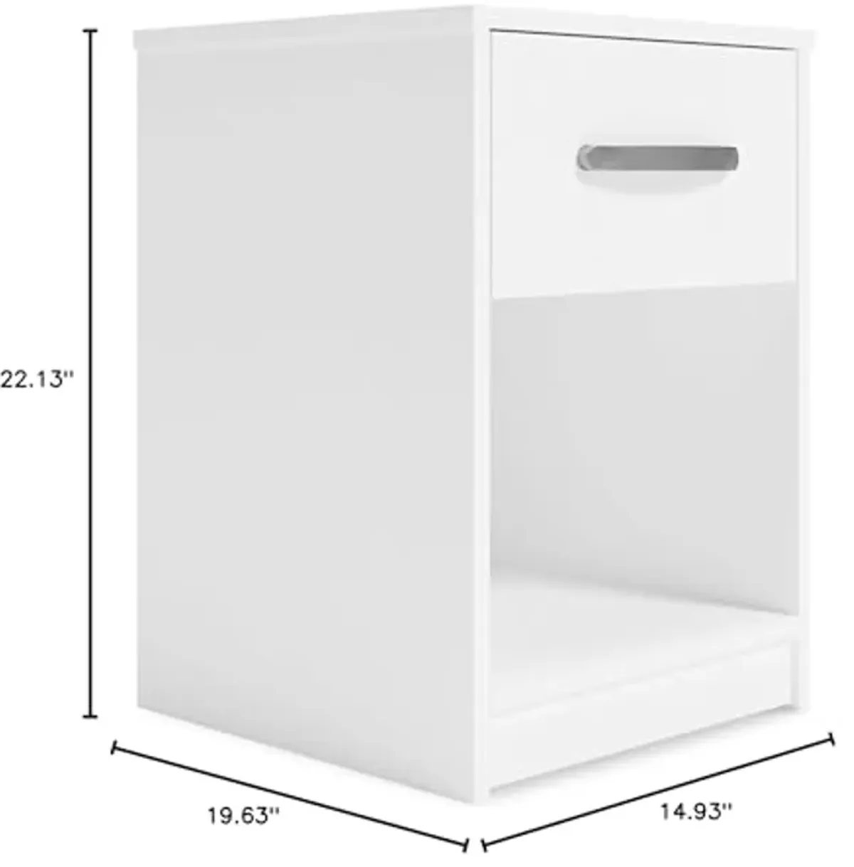 Signature Design by Ashley Flannia Contemporary 1 Drawer Nightstand with Open Cubby, 22.13" Tall, White