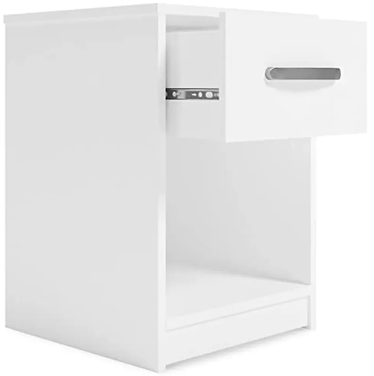 Signature Design by Ashley Flannia Contemporary 1 Drawer Nightstand with Open Cubby, 22.13" Tall, White