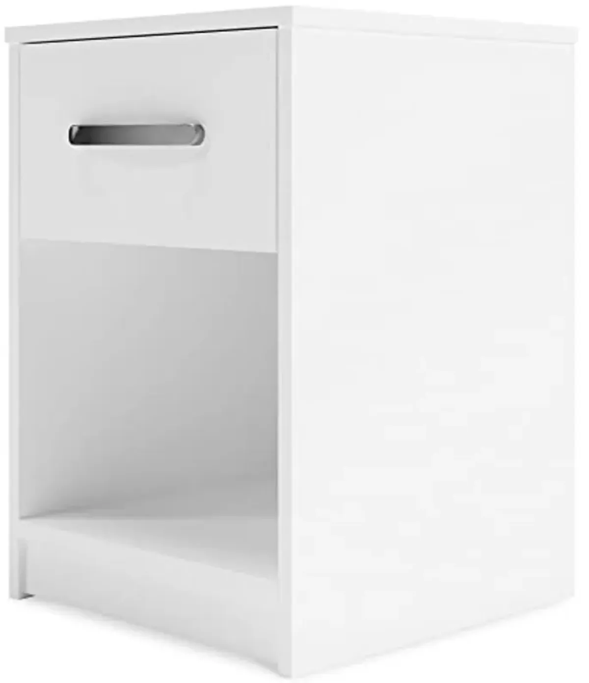 Signature Design by Ashley Flannia Contemporary 1 Drawer Nightstand with Open Cubby, 22.13" Tall, White