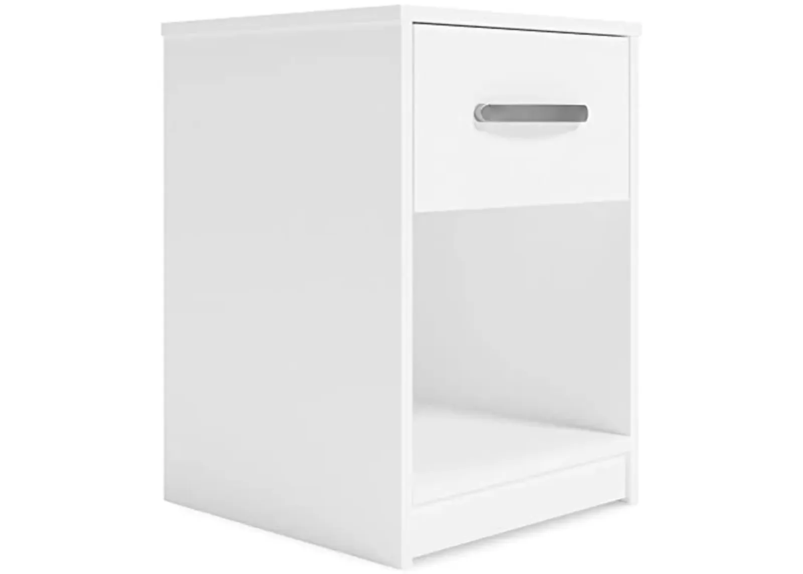 Signature Design by Ashley Flannia Contemporary 1 Drawer Nightstand with Open Cubby, 22.13" Tall, White