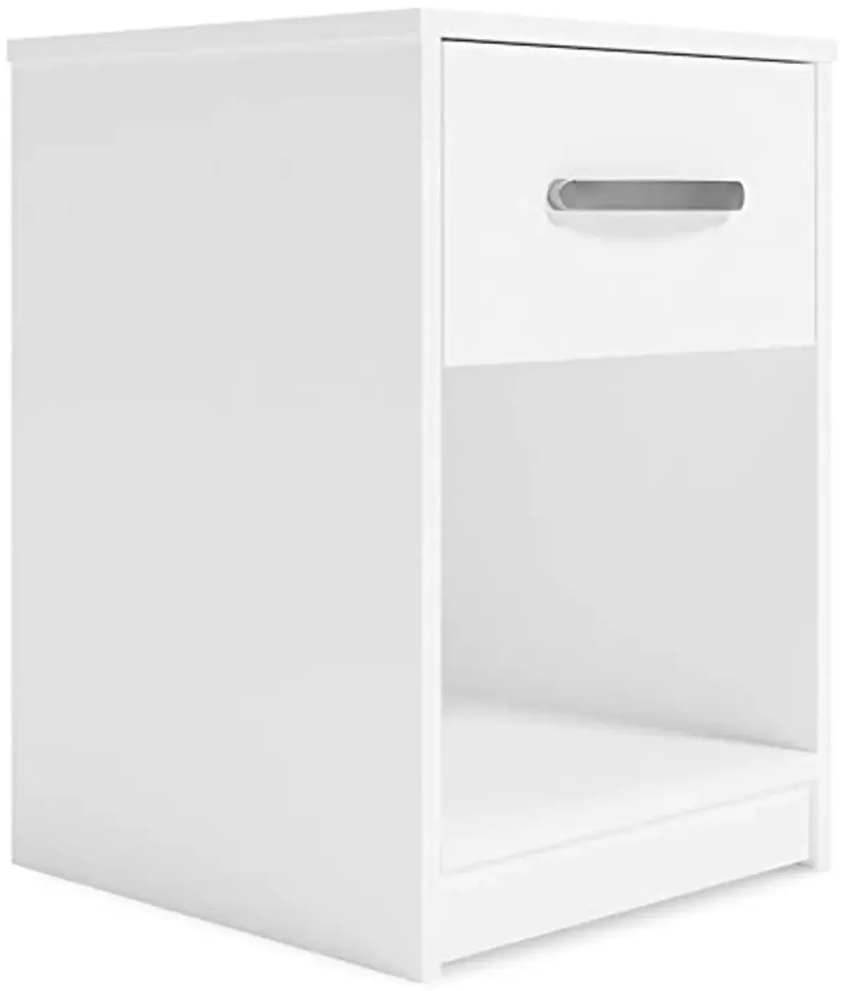 Signature Design by Ashley Flannia Contemporary 1 Drawer Nightstand with Open Cubby, 22.13" Tall, White