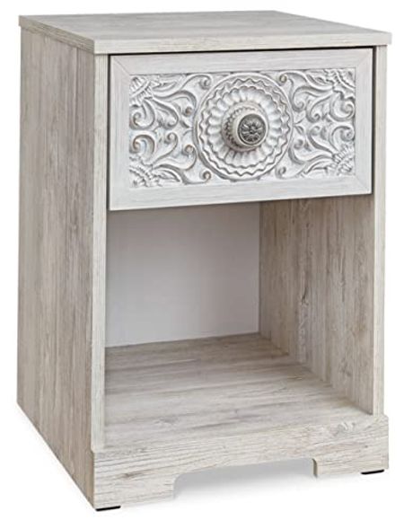 Signature Design by Ashley Paxberry Bohemian 1 Drawer Nightstand with Open Cubby, White