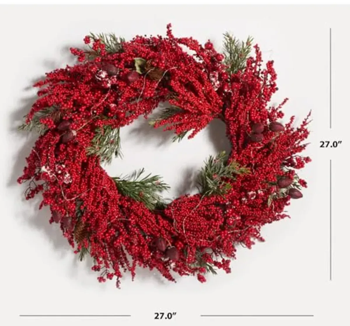 SAFAVIEH Home Collection 30-inch Decorative Artificial Red Berry & Pine Wreath LED Light (Fully Assembled)