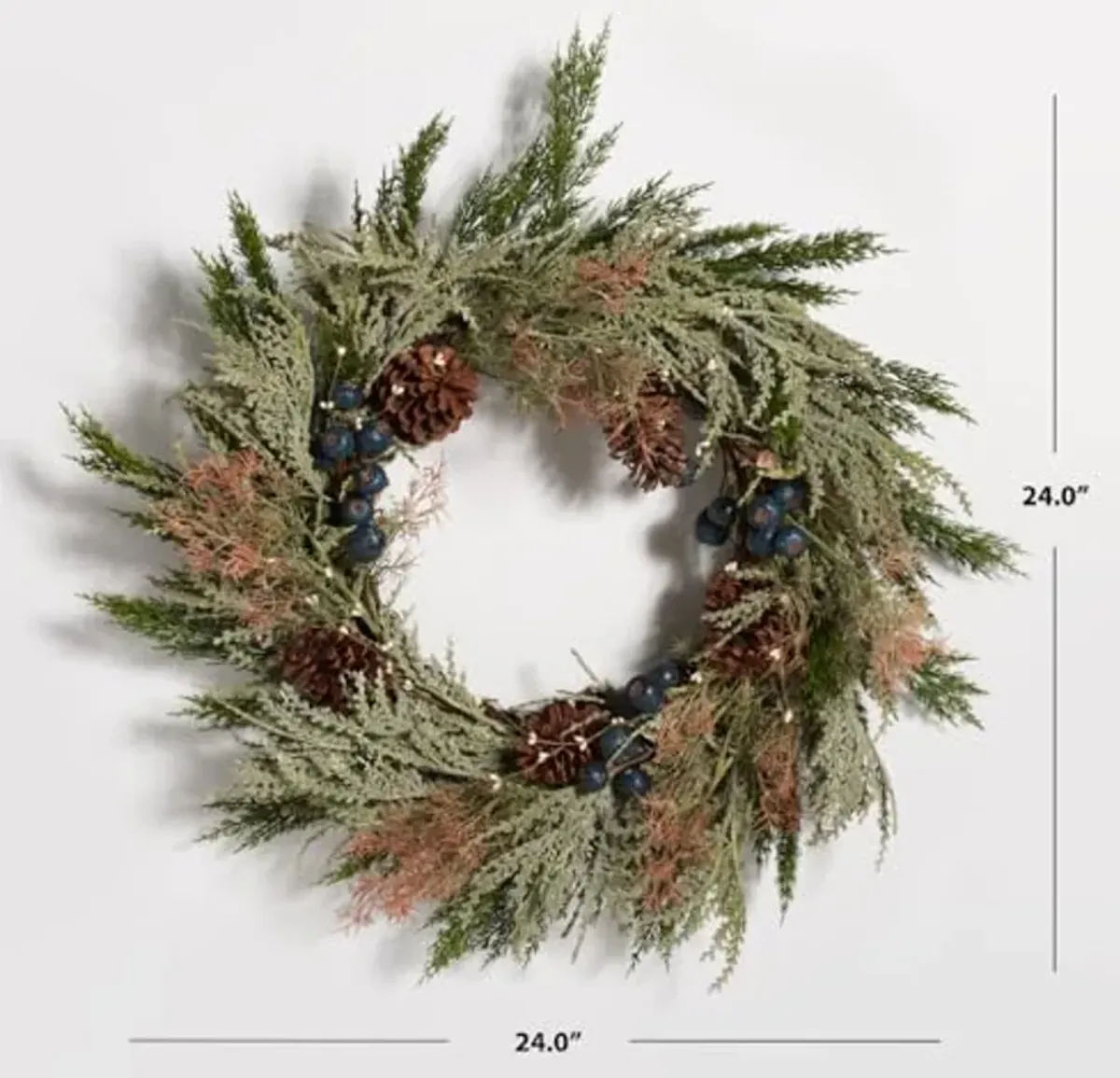 SAFAVIEH Home Collection 24-inch Decorative Artificial Pine Wreath with Pine Cones & Blueberries (Fully Assembled)