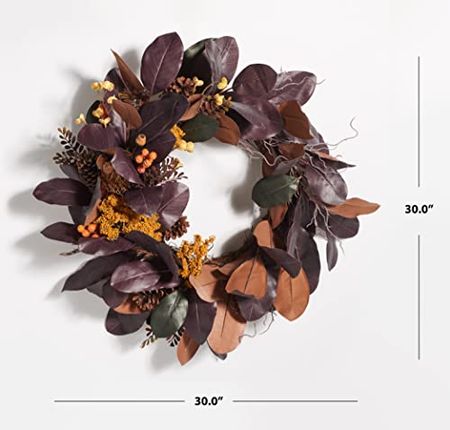 SAFAVIEH Home Collection 30-inch Decorative Artificial Magnolia Leaf & Fruit Wreath (Fully Assembled)