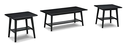 Signature Design by Ashley Westmoro Modern 3-Piece Table Set, Includes 1 Coffee Table and 2 End Tables, Black