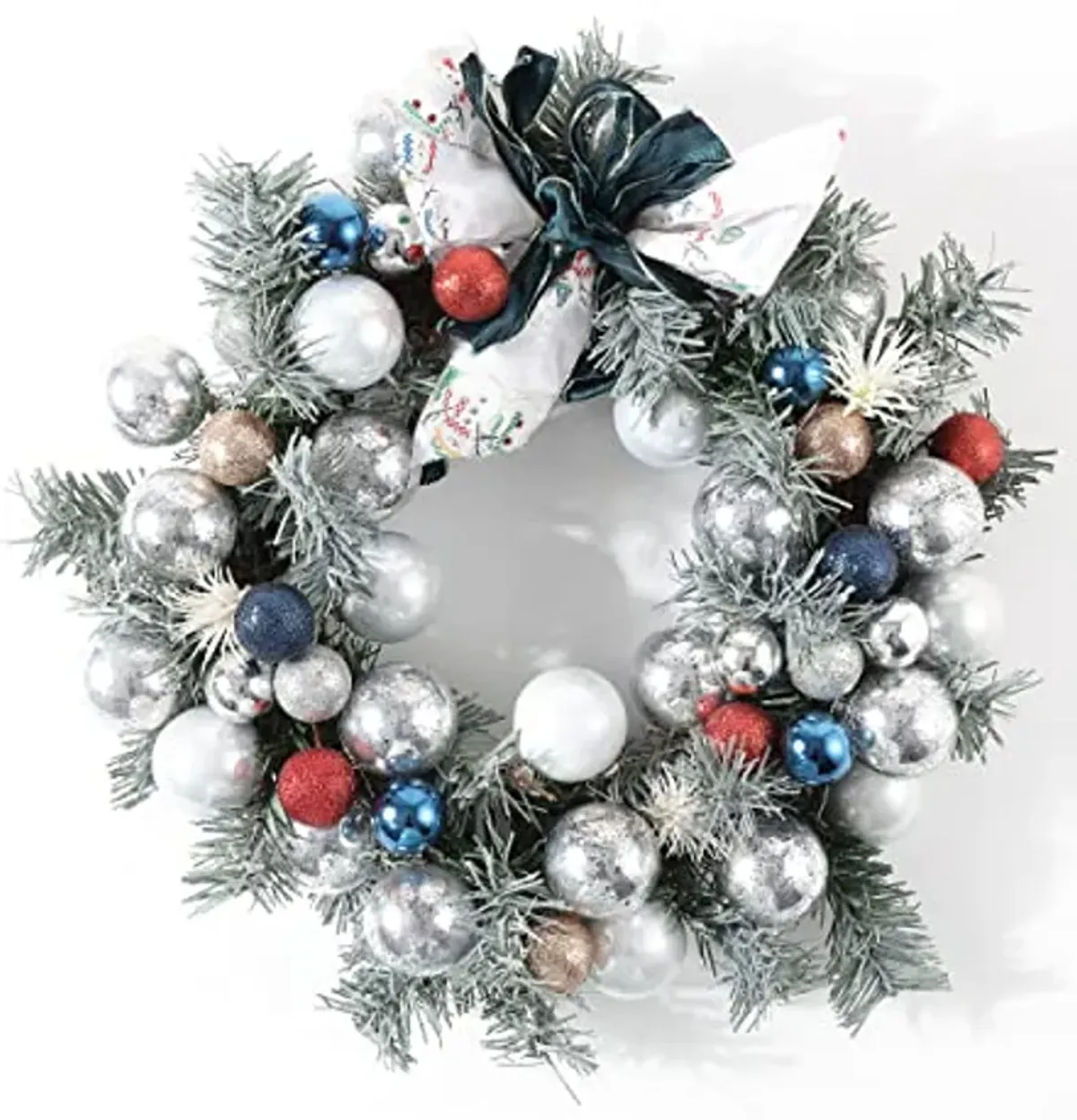 SAFAVIEH Home Collection 20-inch Decorative Artificial Pine Wreath with Ornaments LED Light (Fully Assembled)