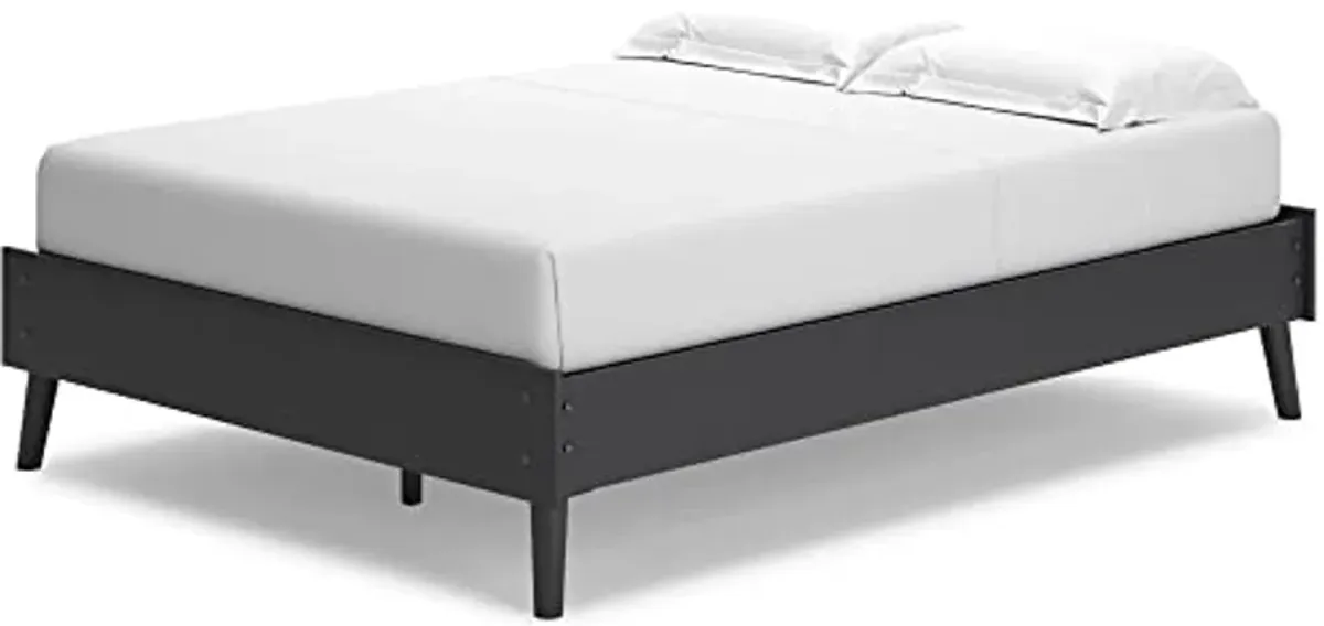 Signature Design by Ashley Charlang Modern Platform Bed with Splay Legs, Full, Black