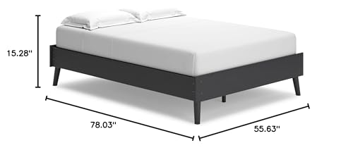 Signature Design by Ashley Charlang Modern Platform Bed with Splay Legs, Full, Black