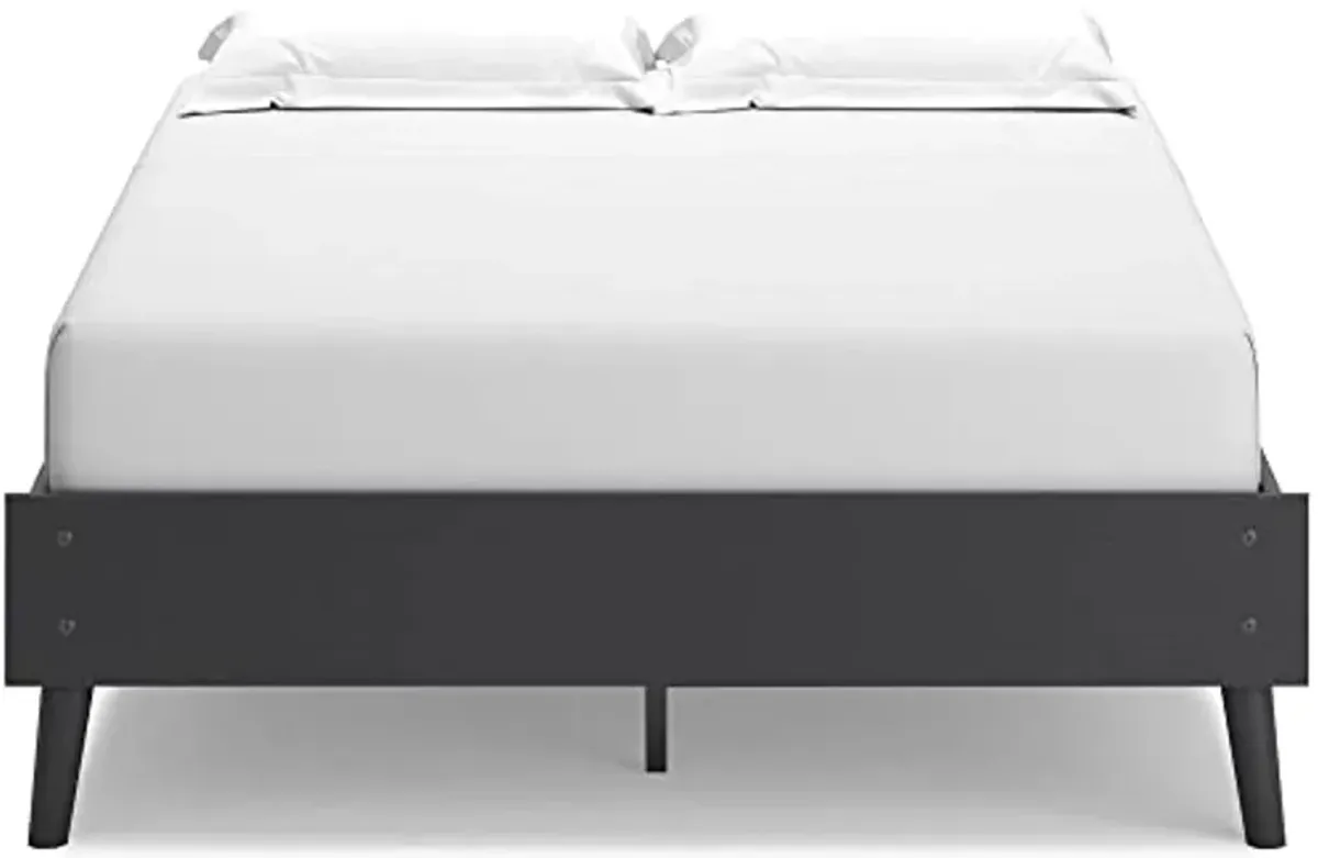 Signature Design by Ashley Charlang Modern Platform Bed with Splay Legs, Full, Black