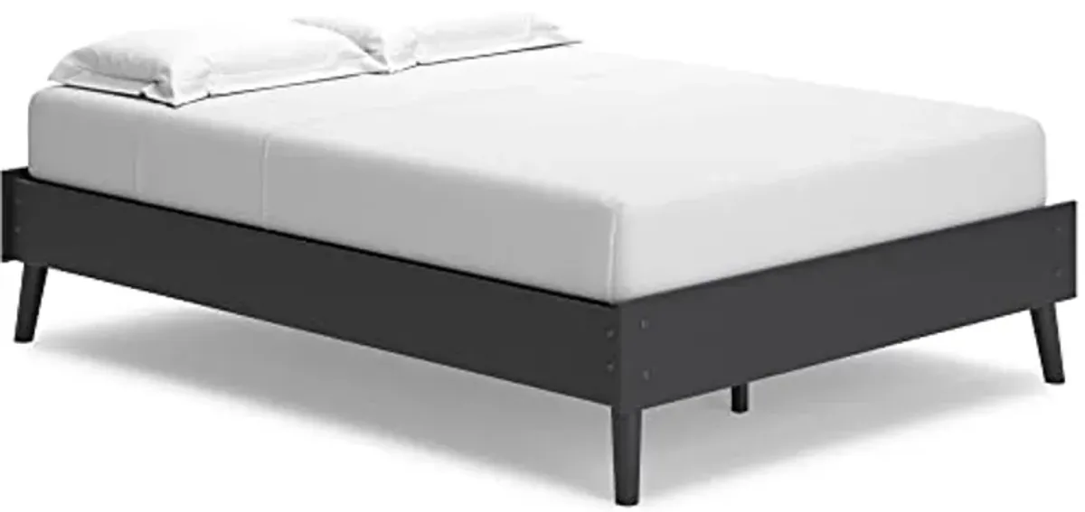 Signature Design by Ashley Charlang Modern Platform Bed with Splay Legs, Full, Black