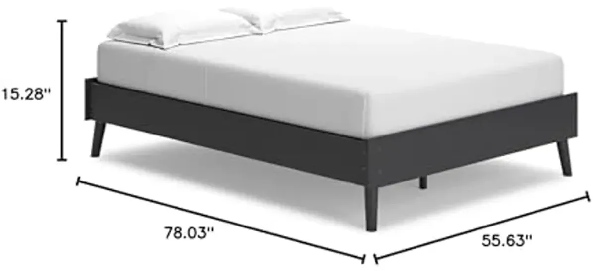 Signature Design by Ashley Charlang Modern Platform Bed with Splay Legs, Full, Black