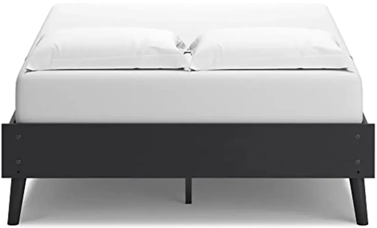 Signature Design by Ashley Charlang Modern Platform Bed with Splay Legs, Full, Black