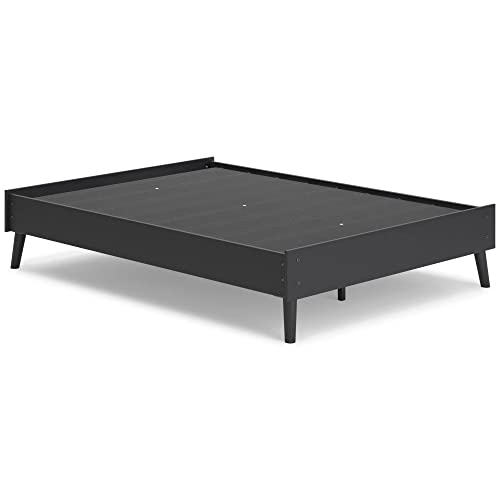 Signature Design by Ashley Charlang Modern Platform Bed with Splay Legs, Full, Black