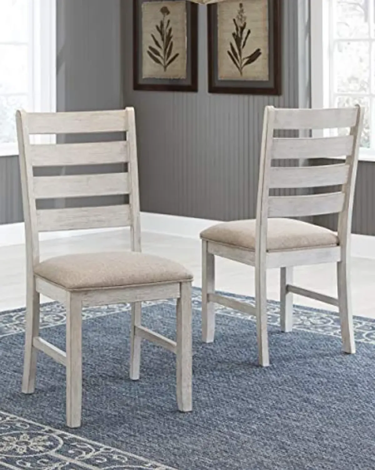 Signature Design by Ashley Skempton 20" Modern Farmhouse Dining Room Chair, 2 Count, Whitewash Skempton Farmhouse Storage Bench