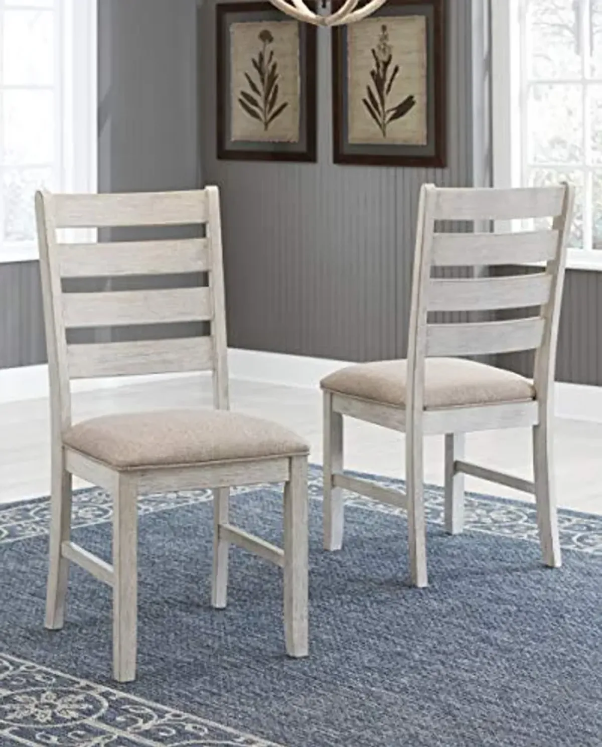 Signature Design by Ashley Skempton 20" Modern Farmhouse Dining Room Chair, 2 Count, Whitewash Skempton Farmhouse Storage Bench