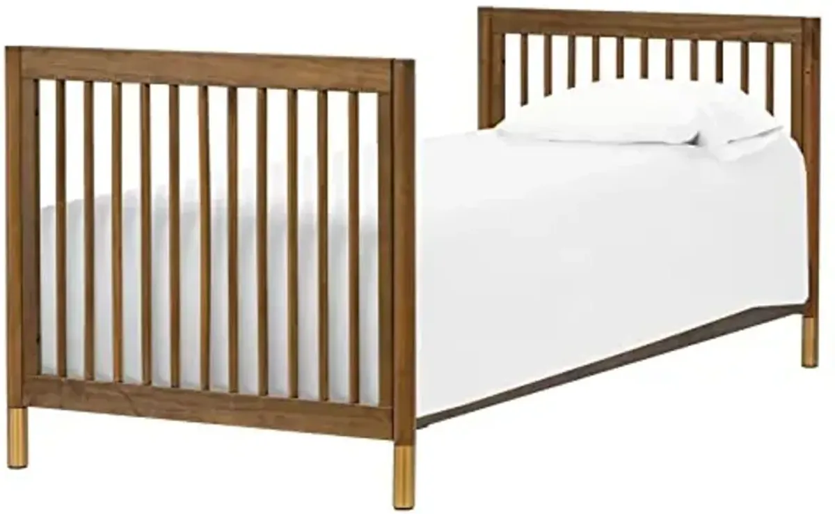 babyletto Gelato 4-in-1 Convertible Baby Crib Natural Walnut Wooden Toddler Bed, Daybed & Twin Bed Conversion - GREENGUARD Gold Certified, Perfect for Small Spaces, 4 Adjustable Heights, Brushed Gold