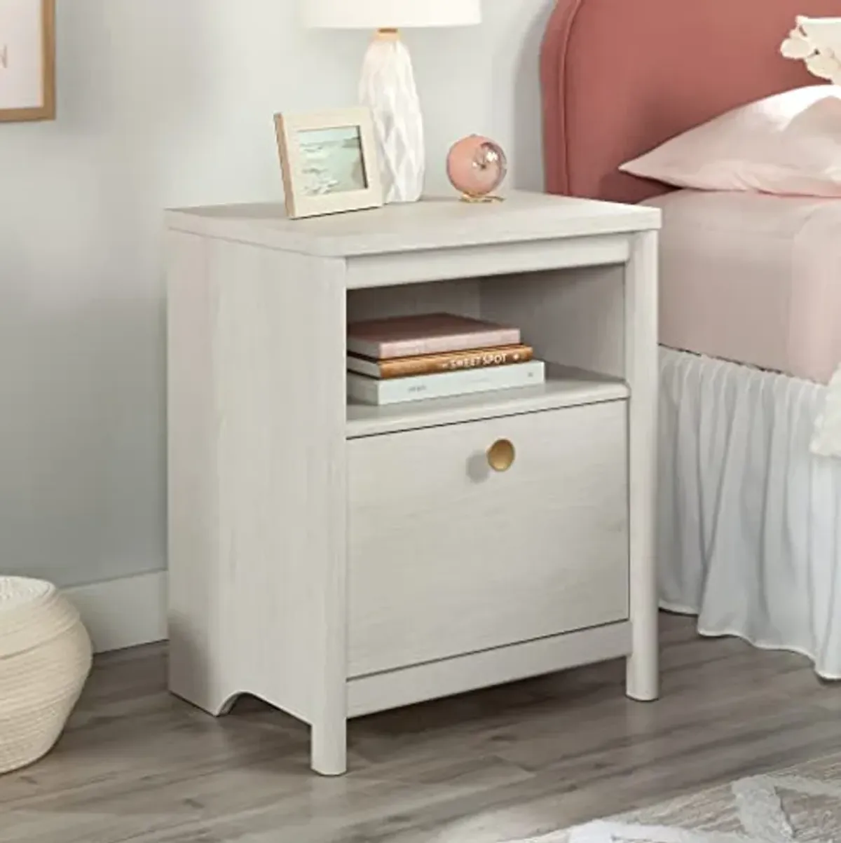 Sauder Dover Edge Night Stand with Drawer, Glacier Oak Finish