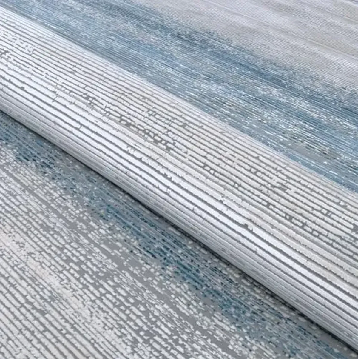 Couristan Siena Ombre Area Rug - 6'6" x 9'6" Rectangle in Blue-Gold-Ivory, Solid Design with Fringed Edges, Medium Pile Height, Floor Covering for Indoor Home Decor