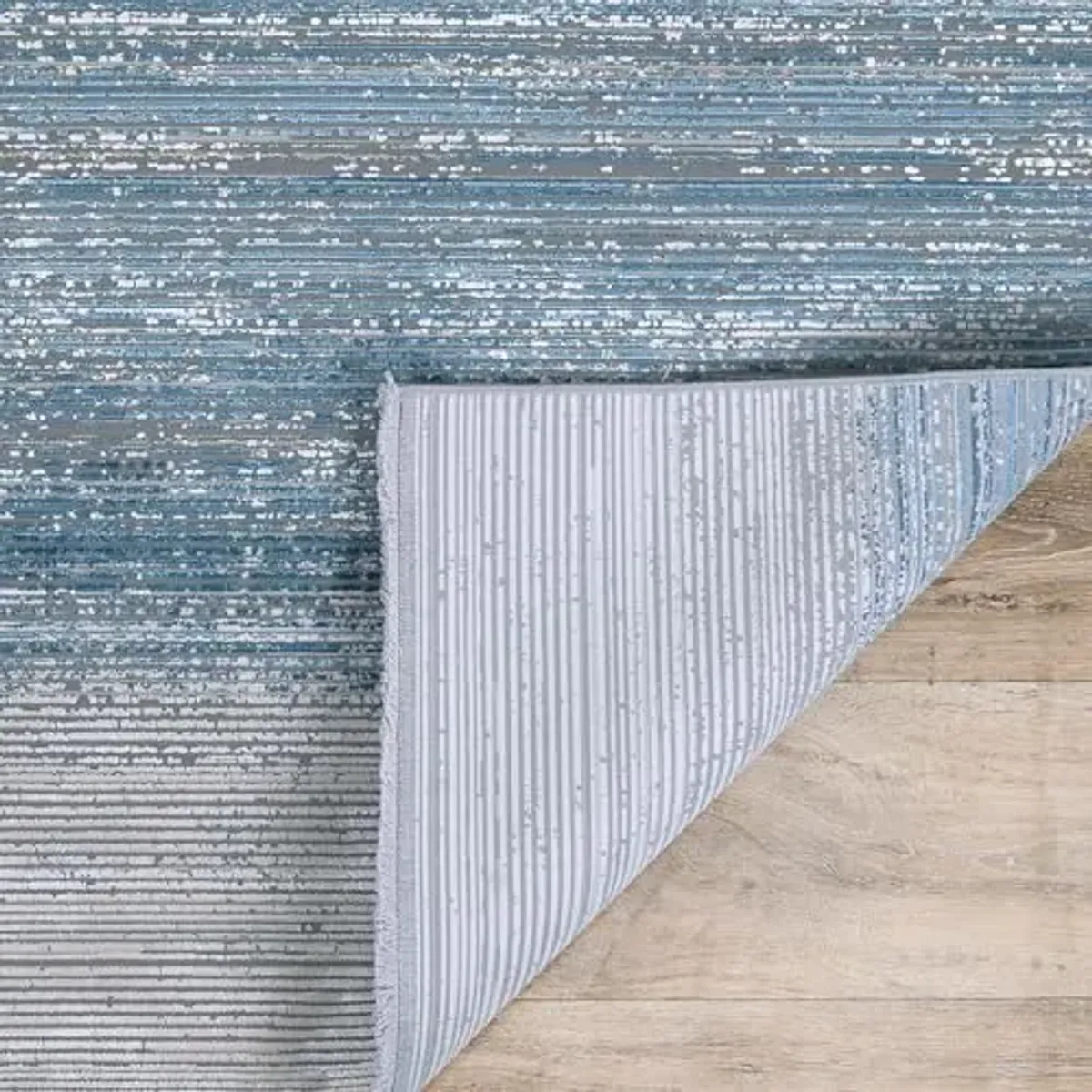 Couristan Siena Ombre Area Rug - 6'6" x 9'6" Rectangle in Blue-Gold-Ivory, Solid Design with Fringed Edges, Medium Pile Height, Floor Covering for Indoor Home Decor