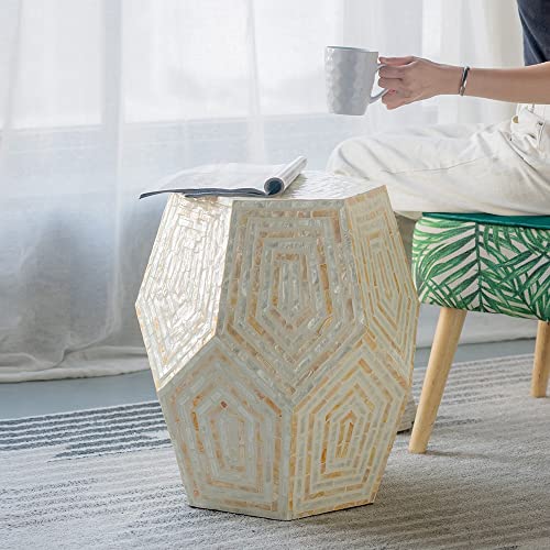 Wayborn Multi Color 80% MDF, 20% Capiz Capiz Stool 18.1″L X 18.1″W X 20.9″H