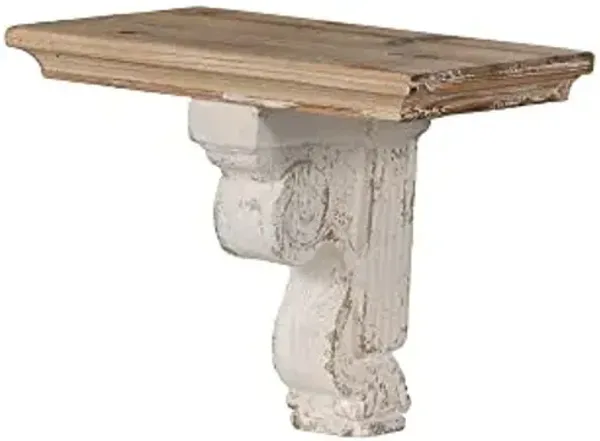 Wayborn White, Nature 80% Fir Wood, 20% MDF Distressed White Wall Shelf 13.8″L X 9.1″W X 11.4″H