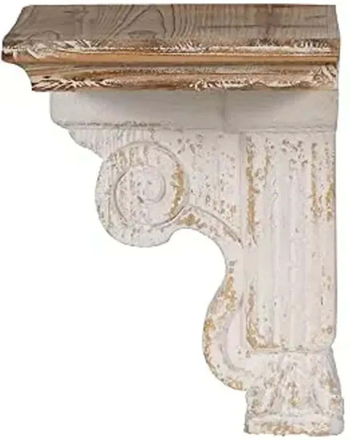 Wayborn White, Nature 80% Fir Wood, 20% MDF Distressed White Wall Shelf 13.8″L X 9.1″W X 11.4″H