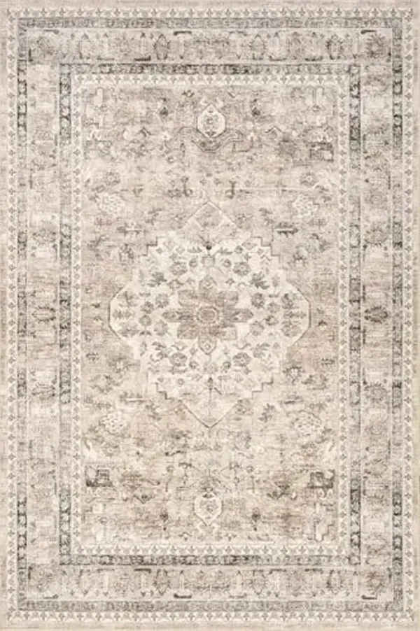 nuLOOM 4' x 6' Machine Washable Area Rug with Waterproof Spill Proof Surface, Non Slip Backing and Stain Resistant for Living Room, Bedroom, Kitchen, Dining Room, Davi Taupe
