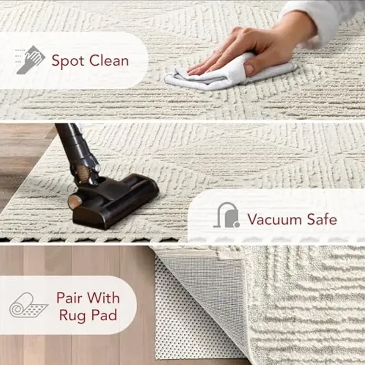 Nuloom Kerry Cream, 7'10" x 10', Geometric, Soft and Cozy, High Traffic, Stain Resistant, Easy Clean, Durable Area Rug for Bedroom, Living Room, Dining Space, Den, Foyer, Entryway