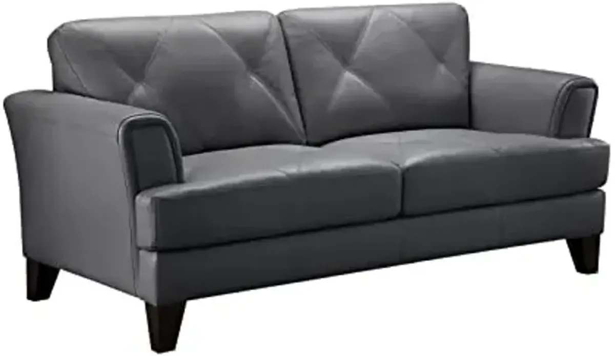 Abbyson Living Top Grain Leather Loveseat, Blue