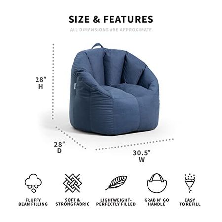 Big Joe Milano Bean Bag Chair, Denim Cobalt Lenox, 2.5ft