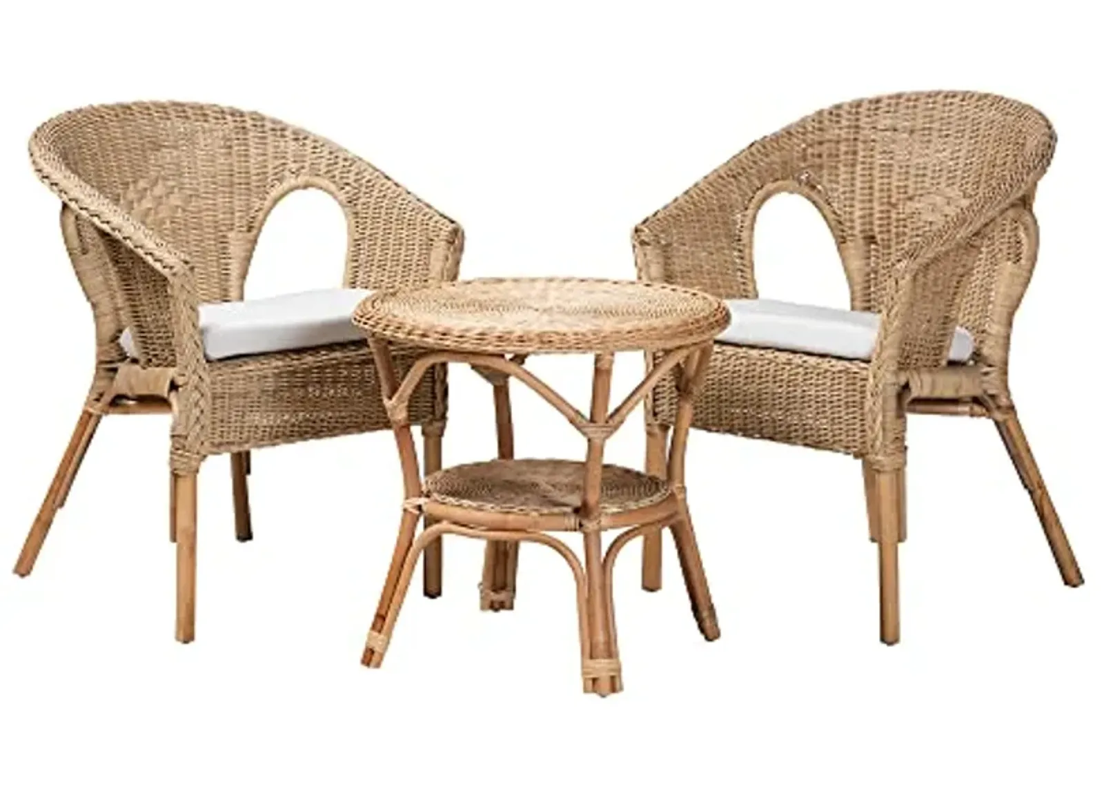 Baxton Studio Abbey Natural Rattan Living Room, 3-Piece Set