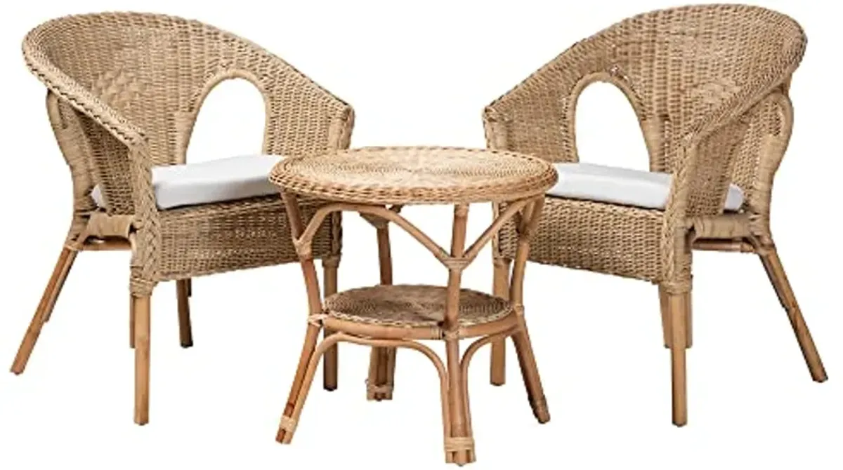 Baxton Studio Abbey Natural Rattan Living Room, 3-Piece Set