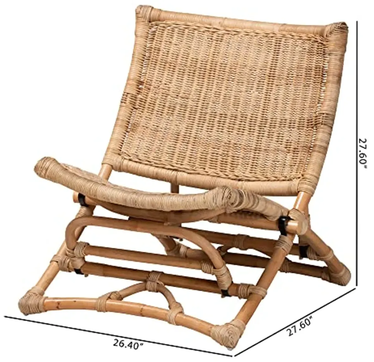 Baxton Studio Herrara Natural Rattan Foldable Chair, One Size