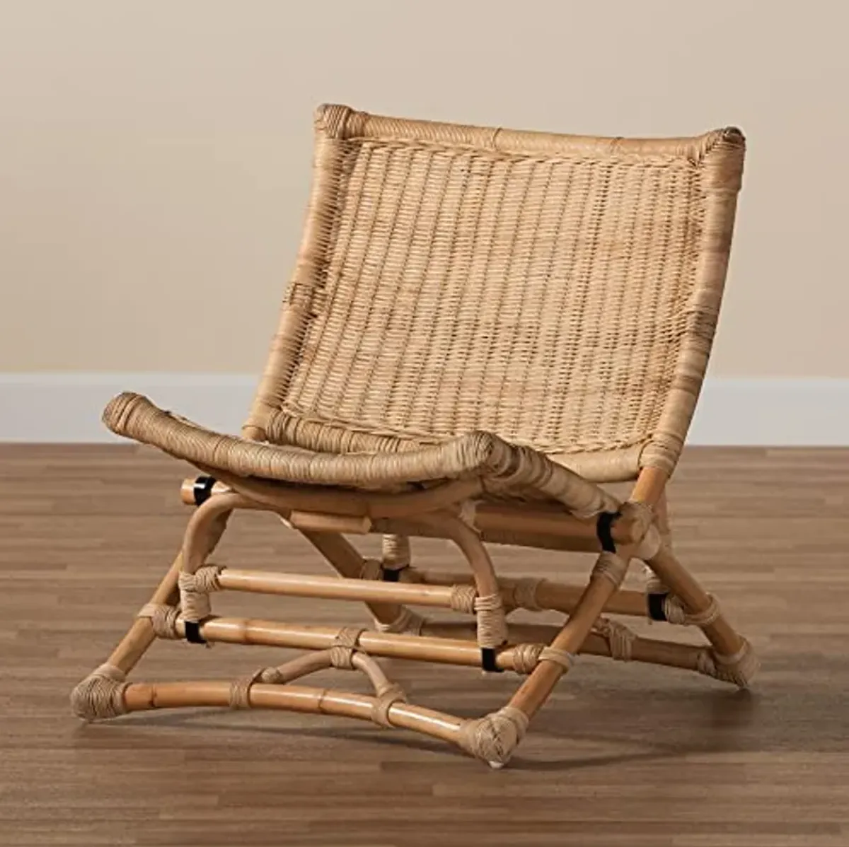 Baxton Studio Herrara Natural Rattan Foldable Chair, One Size